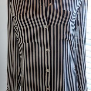 Vintage Liz Claiborne Black and White Striped Blouse